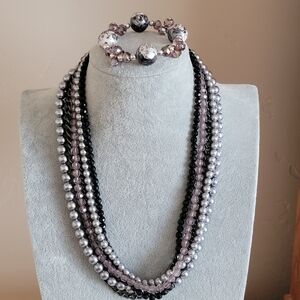 Premier Designs "Main Event" Multi-strand Necklace With Unbranded Bracelet